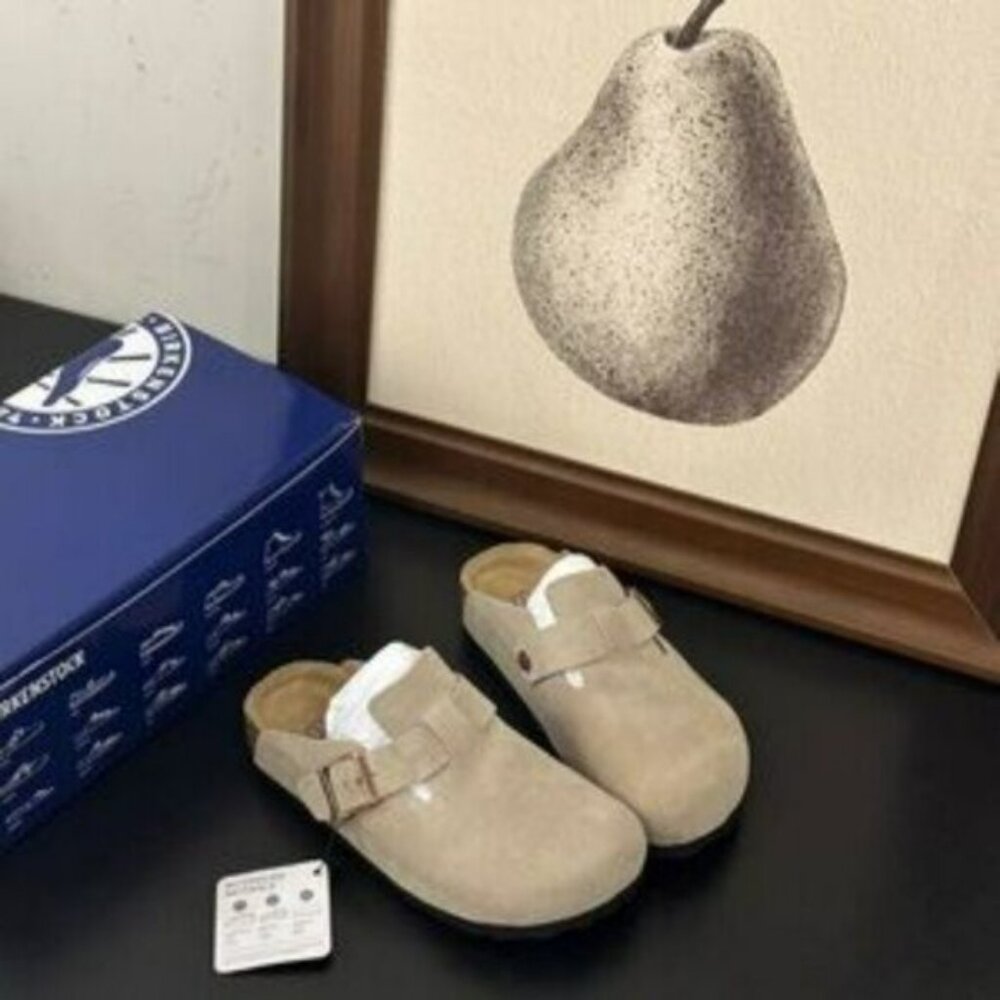 🛍🛍🛍 Birkenstock Boston Soft Footbed Suede Taupe Shoes 🛍🛍🛍 - Picture 3 of 6
